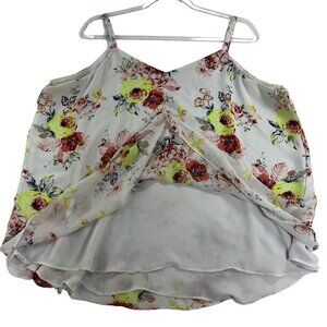 Torrid 2X Sophie Rose Swing Cami Flowy Tank Top White Neon Green Bloomcore Boho